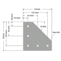 41-150-1 MODULAR SOLUTIONS ALUMINUM CONNECTING PLATE<br>135MM X 135MM FLAT CORNER W/HARDWARE